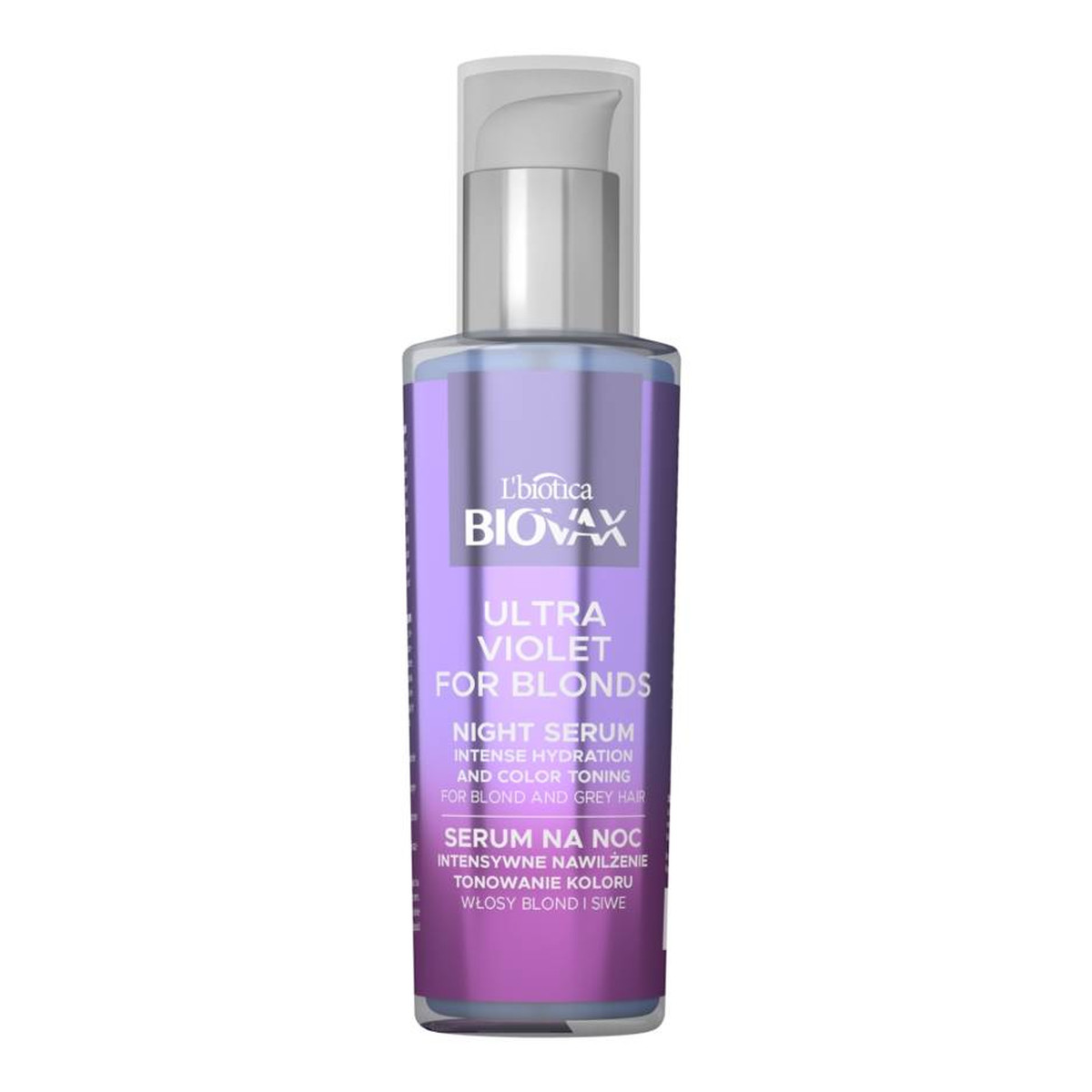 Biovax Ultra Violet for Blonds Serum na noc Intensywne Nawilżenie i Tonowanie Koloru do włosów blond i siwych 100ml