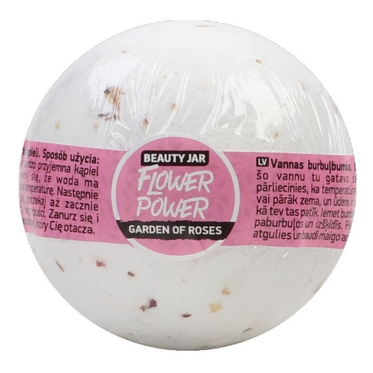 Beauty Jar FLOWER POWER Musująca kula do kąpieli ze słodkim olejem migdałowym i różą 150g