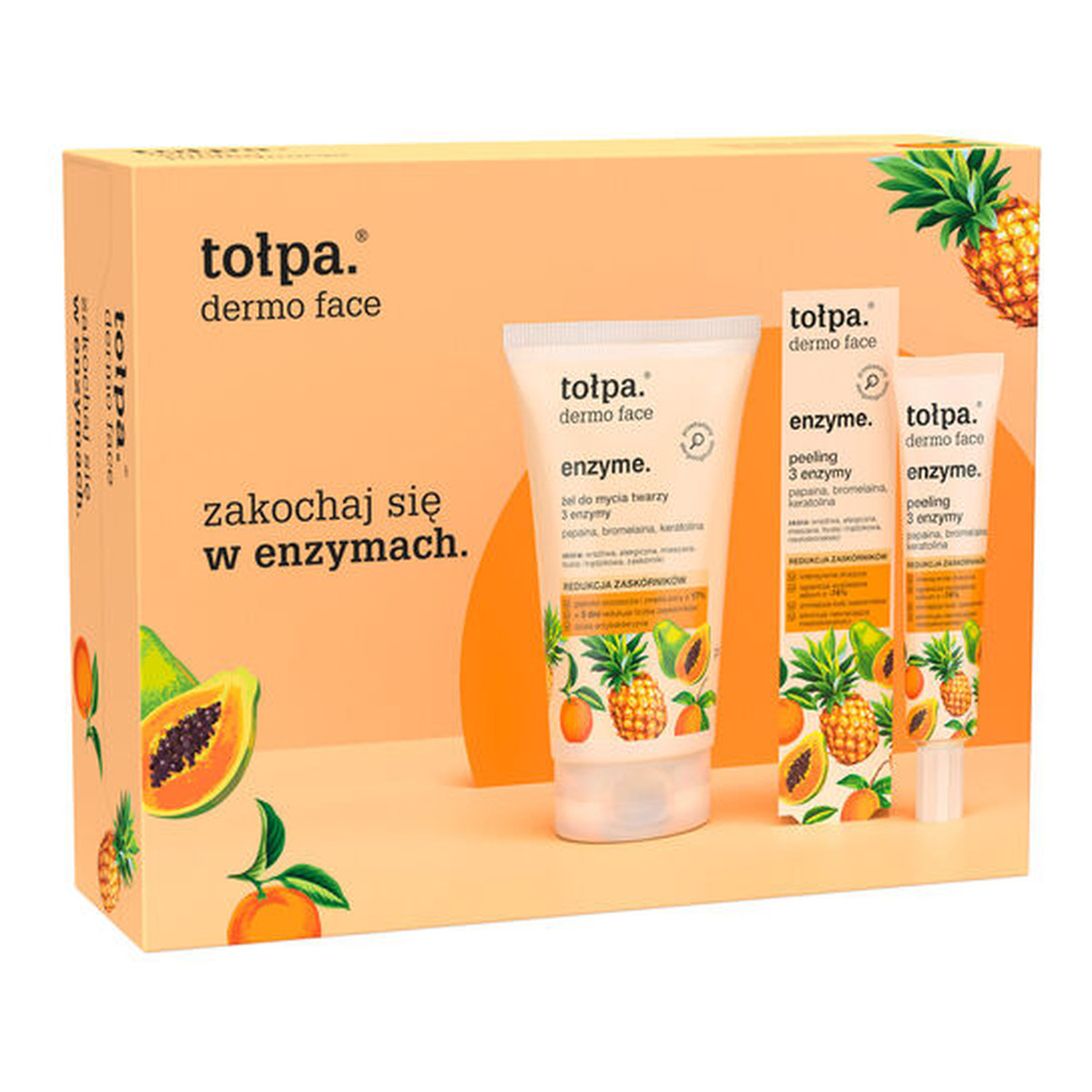 Tołpa Dermo Enzyme Zestaw prezentowy Peeling 3 enzymy 40 ml + Żel do mycia twarzy 3 enzymy 150 ml