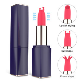 Lipstick dyskretny wibrator w etui z wymiennymi końcówkami z 9 trybami wibracji black