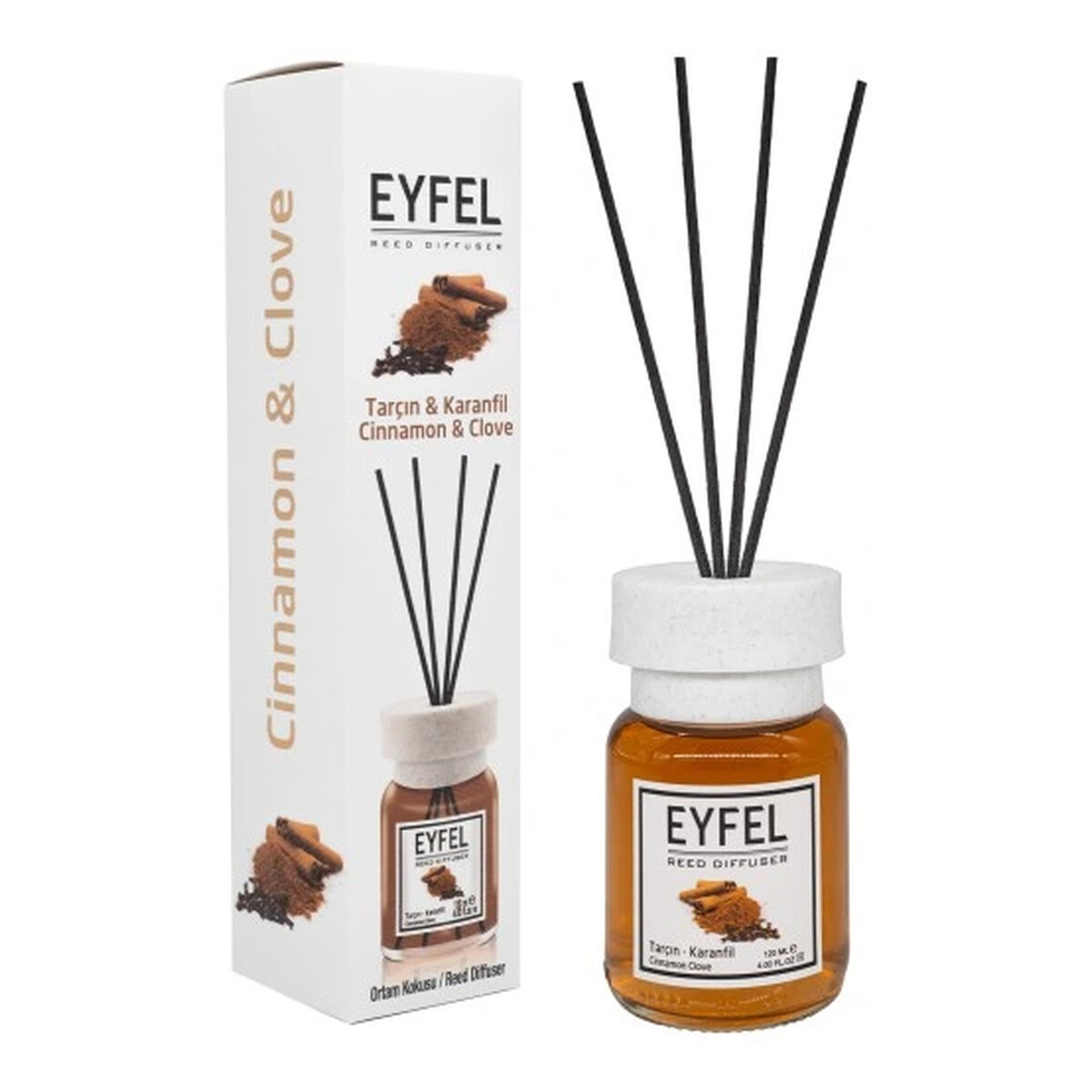 Eyfel Dyfuzor zapachowy z patyczkami Cynamon i Goździki 120ml