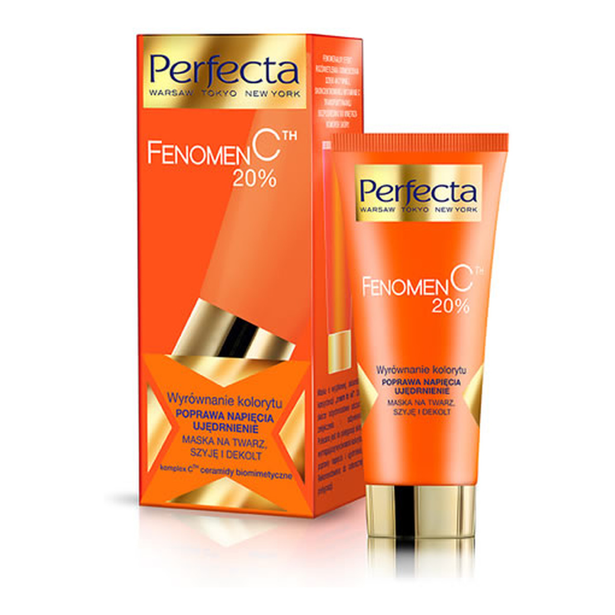 Perfecta Fenomen C Maseczka Na Twarz Szyję i Dekolt Wyrównanie Kolorytu Poprawa Napięcia i Ujędrnienie 60ml