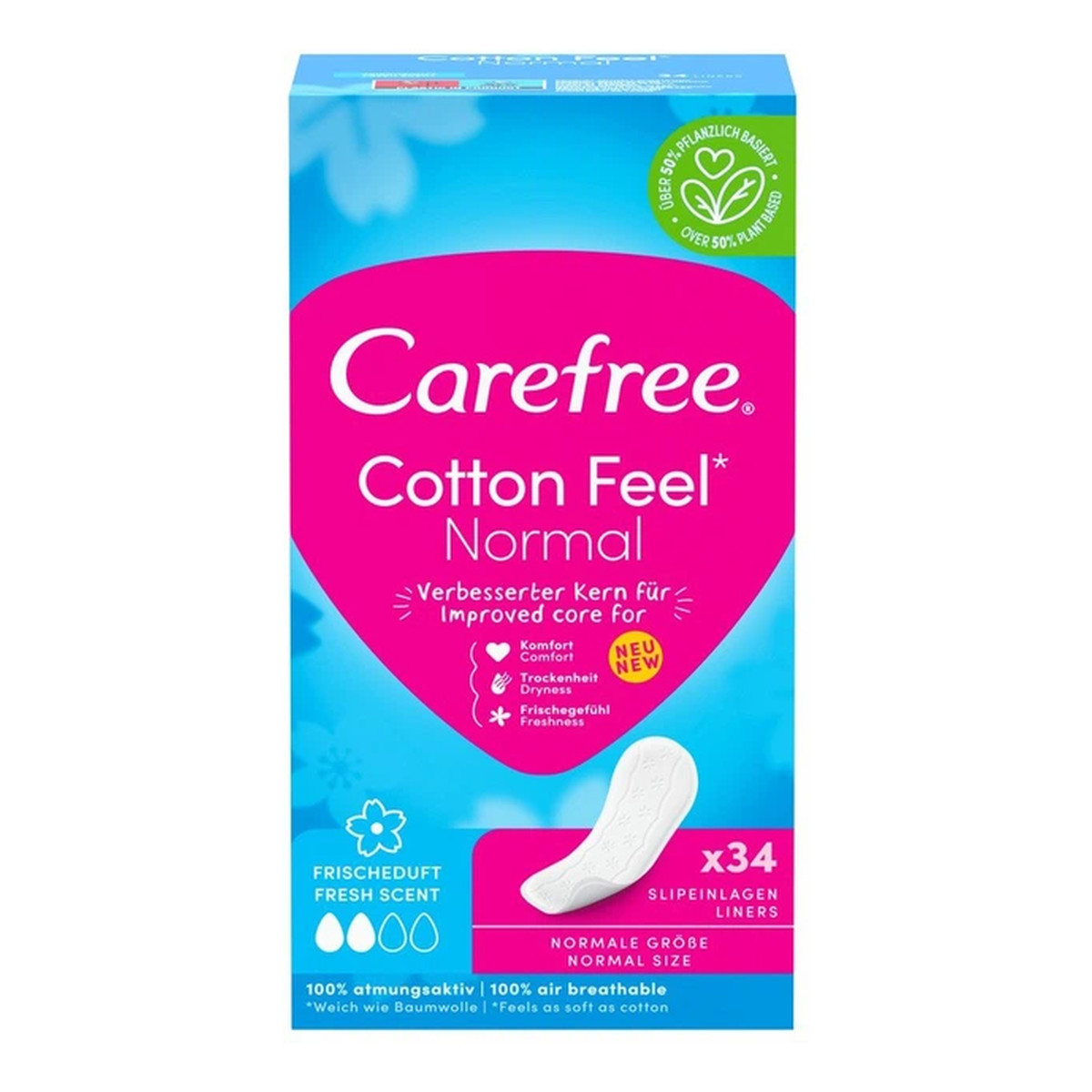 Carefree Cotton Wkładki higieniczne Flexifresh 34szt.