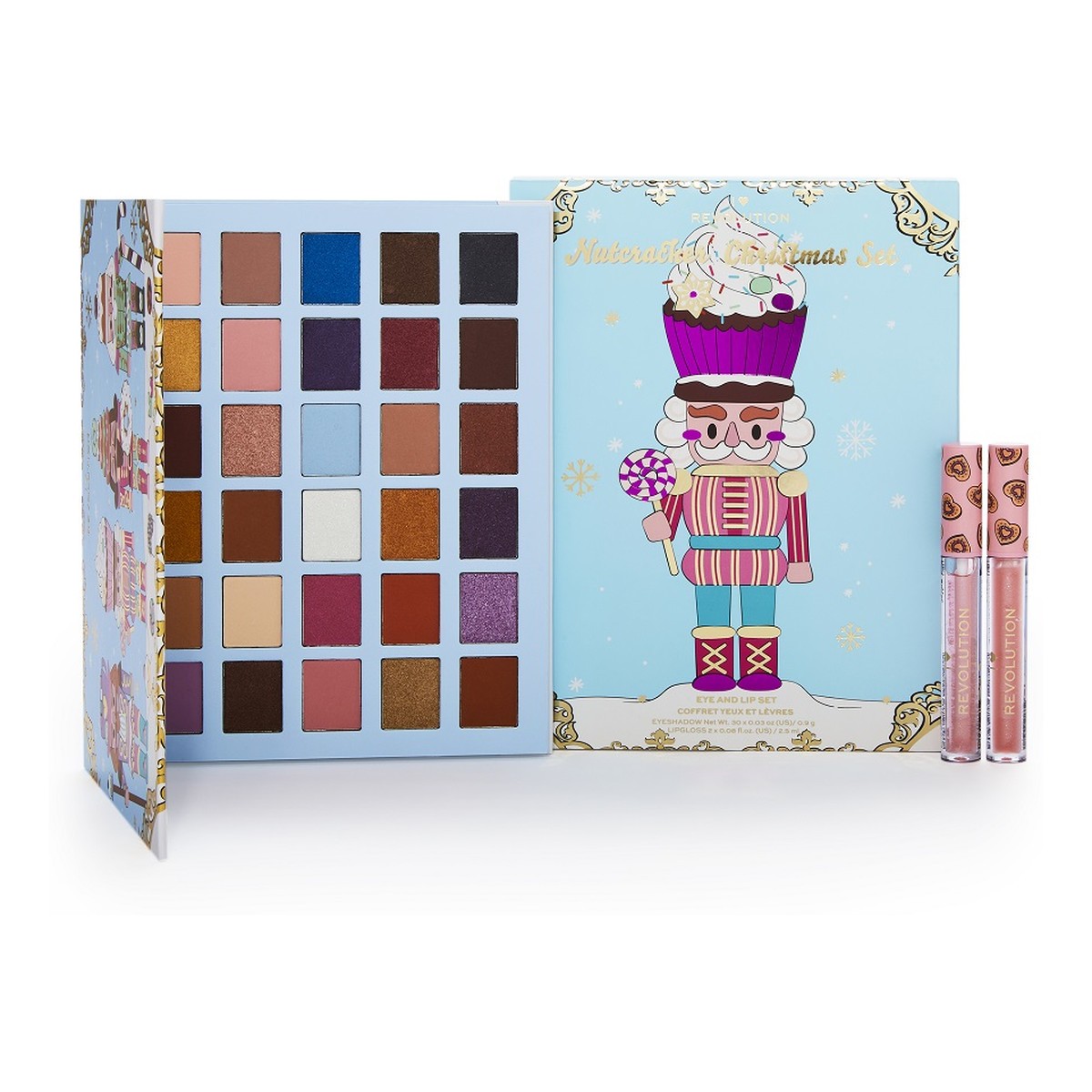 Makeup Revolution I Heart Revolution Christmas Nutcracker Makeup Set Zestaw pan nutcracker shadow palette paleta cieni do powiek 30x0.9g + nutcracker lip glosses błyszczyk do ust 2x2.5ml
