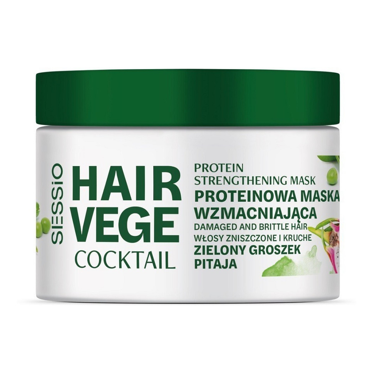 Sessio Hair vege cocktail proteinowa maska wzmacniająca zielony groszek i pitaja 250g 250g
