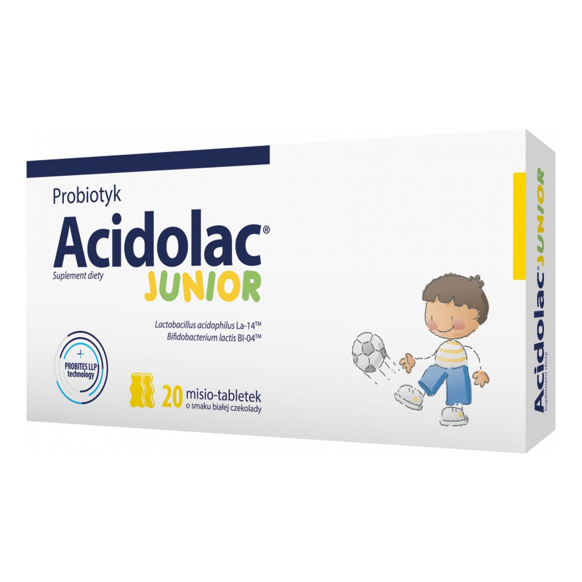 Acidolac Junior Misio tabletki smak Białej Czekolady 20 szt.