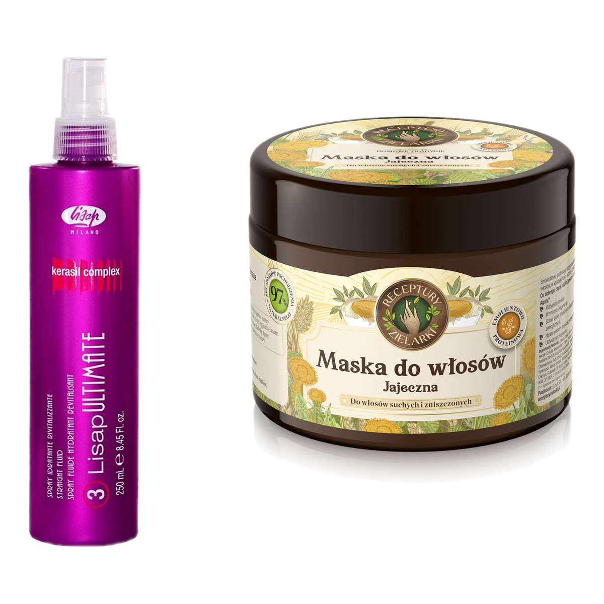 Lisap Ultimate Spray Termoochronny Pod Prostownicę 250ml + Maska jajeczna 300ml