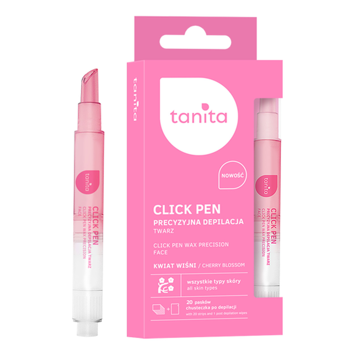 Tanita Click Pen Aplikator z woskiem do precyzyjnej depilacji twarzy Kwiat Wiśni 3ml