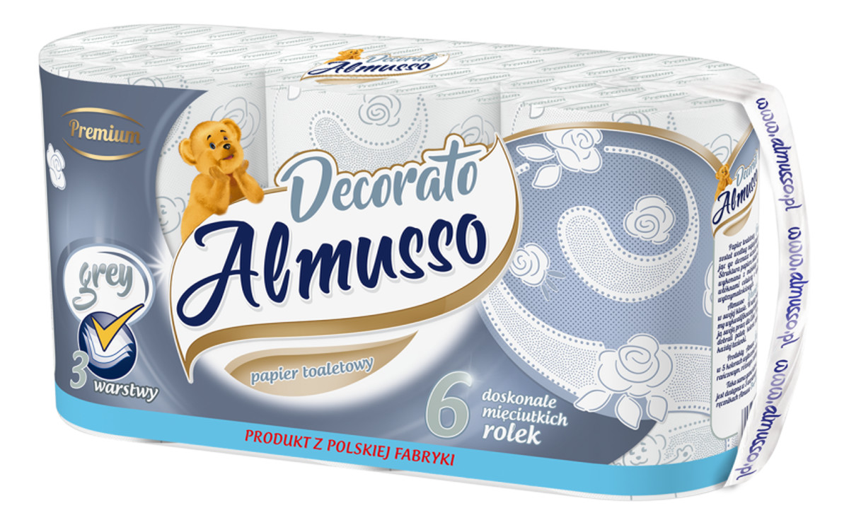 Decorato Papier toaletowy 3-warstowy Biało-szary 1op.-6szt.