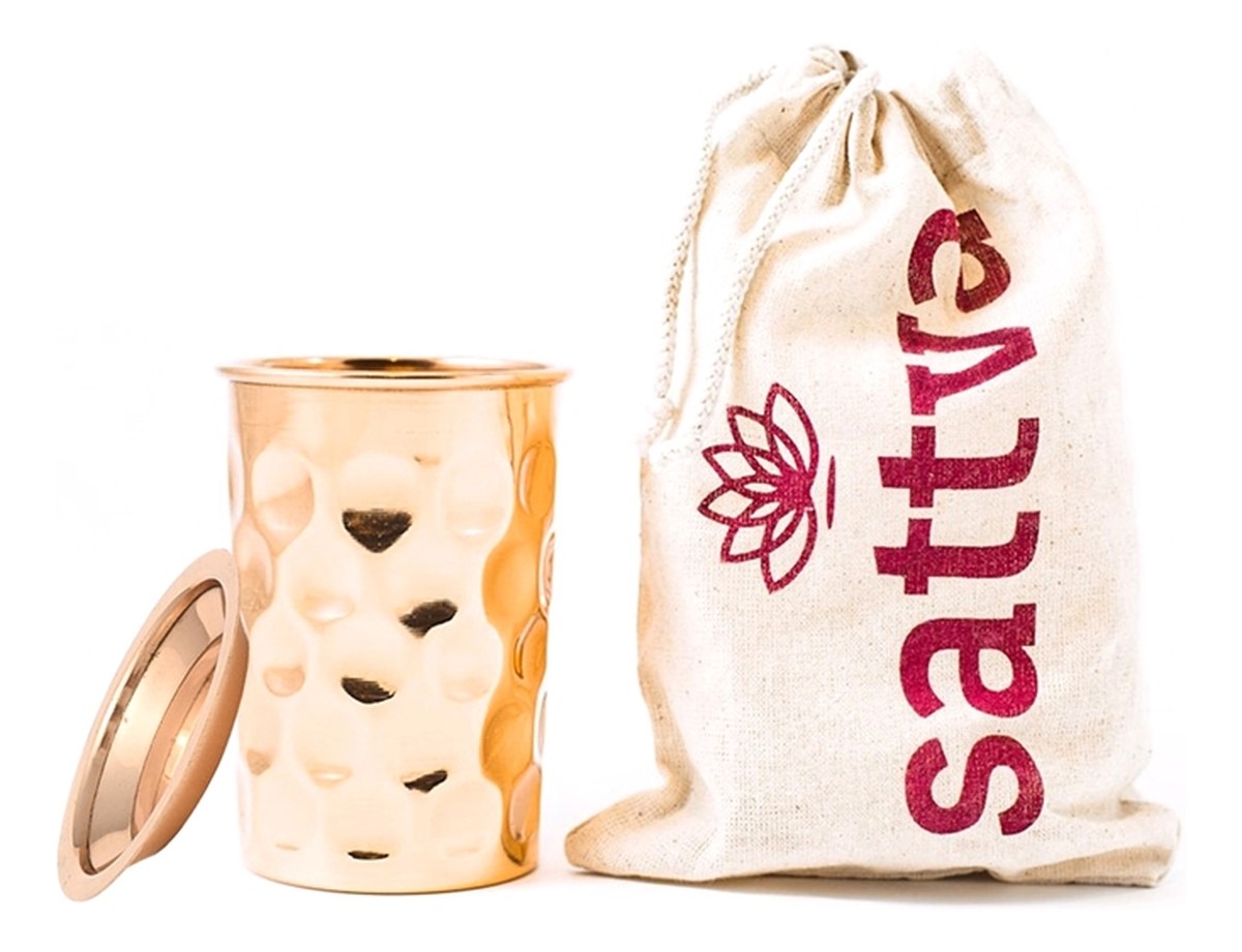 Kubek miedziany z pokrywką diamond