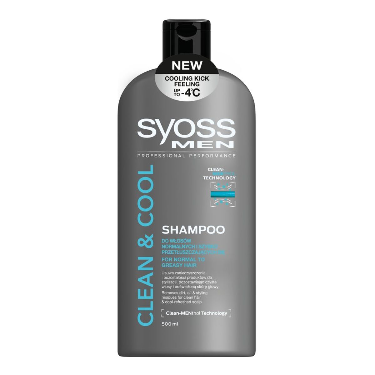 Syoss Cool&Clean Men, Szampon do włosów normalnych i szybko przetłuszczających się 500ml