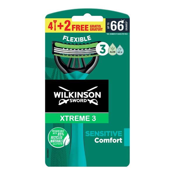 Wilkinson Xtreme3 Sensitive Comfort Jednorazowe maszynki do golenia dla mężczyzn 6szt