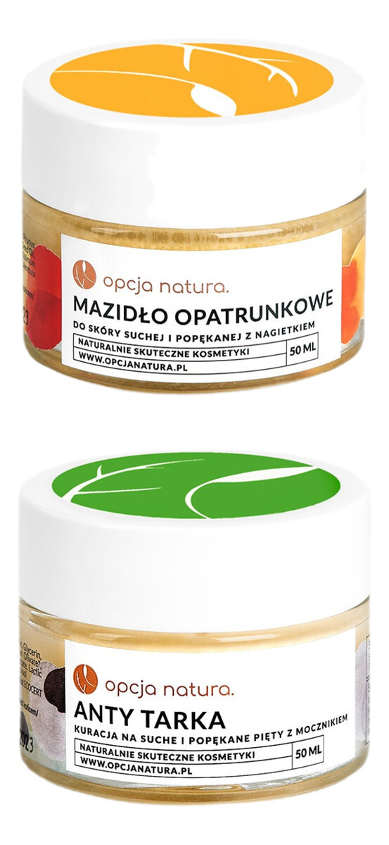 Kuracja na suche i popękane pięty z mocznikiem + Mazidło opatrunkowe do skóry suchej i popękanej z nagietkiem 2x50ml