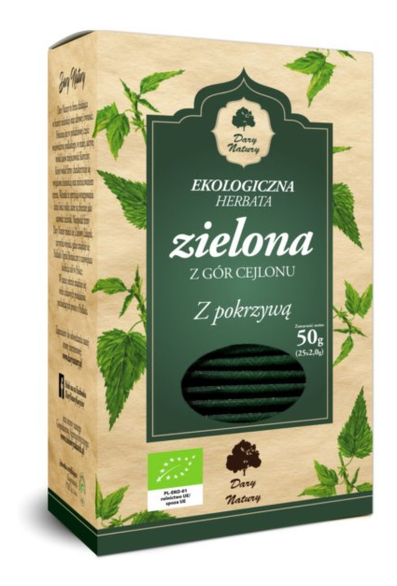 Ekologiczna herbata zielona z pokrzywą 25x2g