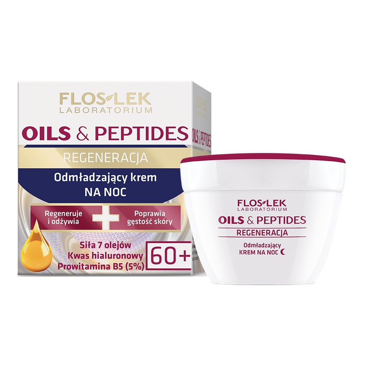 FlosLek Laboratorium Oils&Peptides 60+ Odmładzający Krem Na Noc 50ml