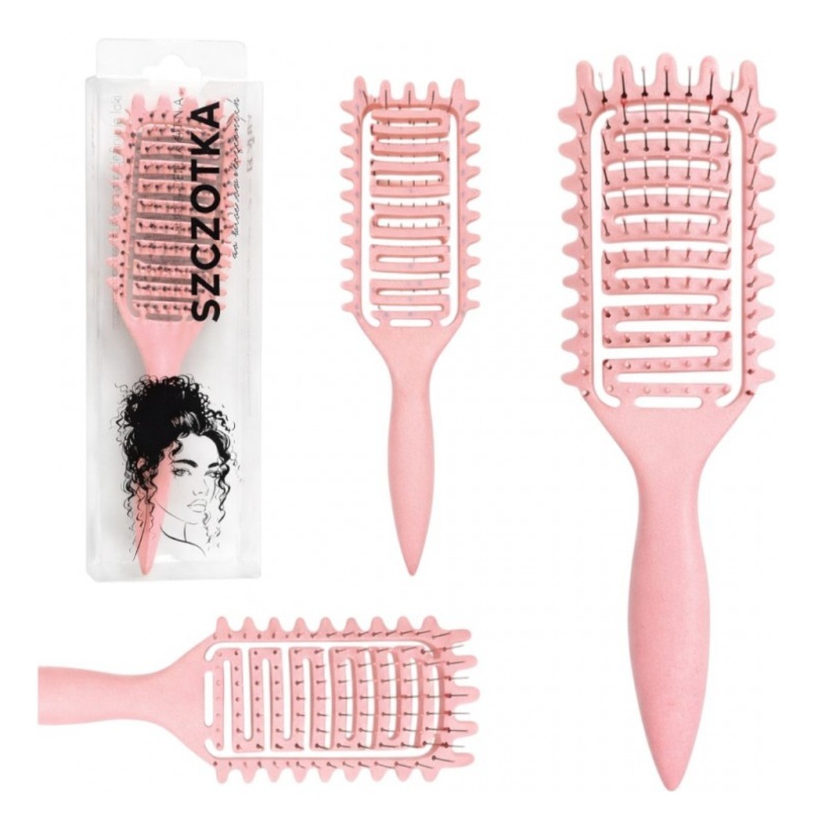 Szczotka do rozczesywania, do suszenia, do masażu, do włosów kręconych różowa scz20r