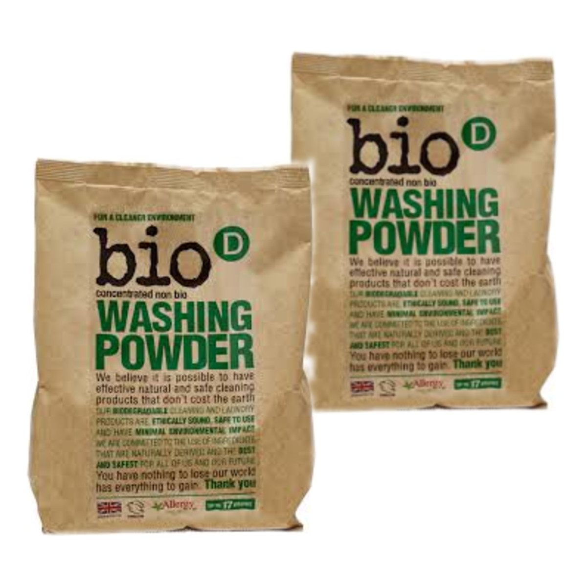 Bio-D Skoncentrowany hipoalergiczny niebiologiczny proszek do prania 2x1kg