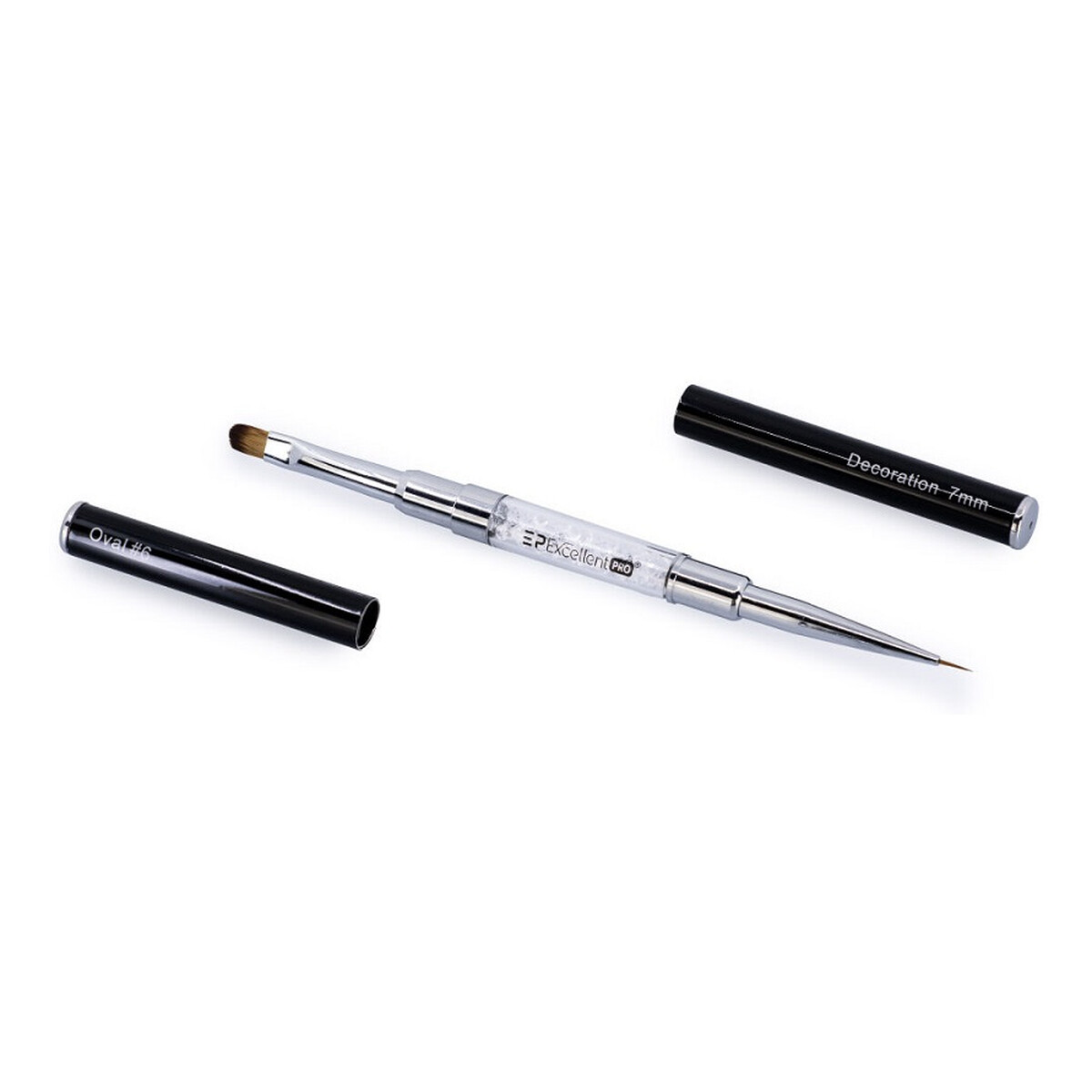 Excellent PRO Decoration pędzelek 2w1 z cyrkoniami oval #6 7mm