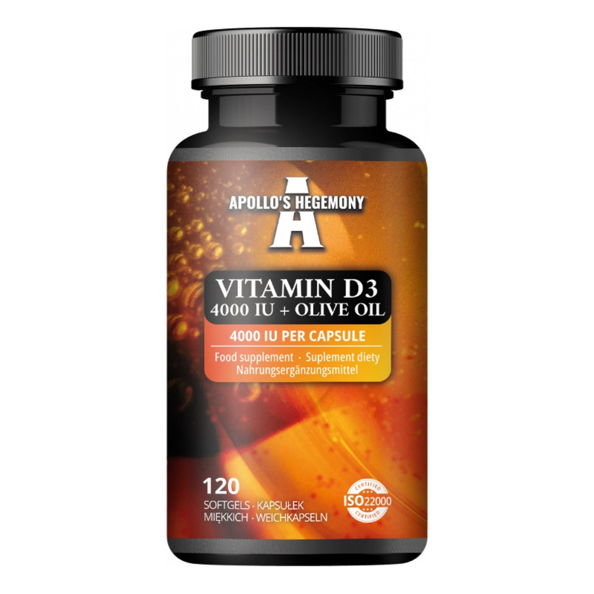 Apollo's Hegemony Vitamin D3 4000 IU + Olive Oil suplement diety 120 Kapsułek