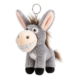 Brelok do kluczy-osiołek pluszowy z ogonkiem szary brl381br