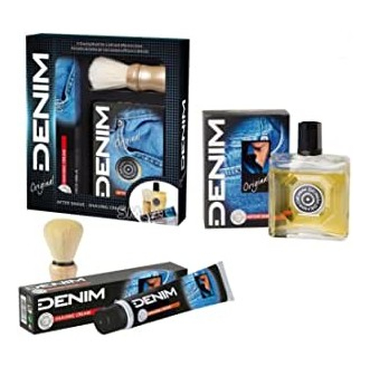 Denim Original Zestaw prezentowy krem do golenia 100 ml + Woda po goleniu 100 ml + Pędzel do golenia