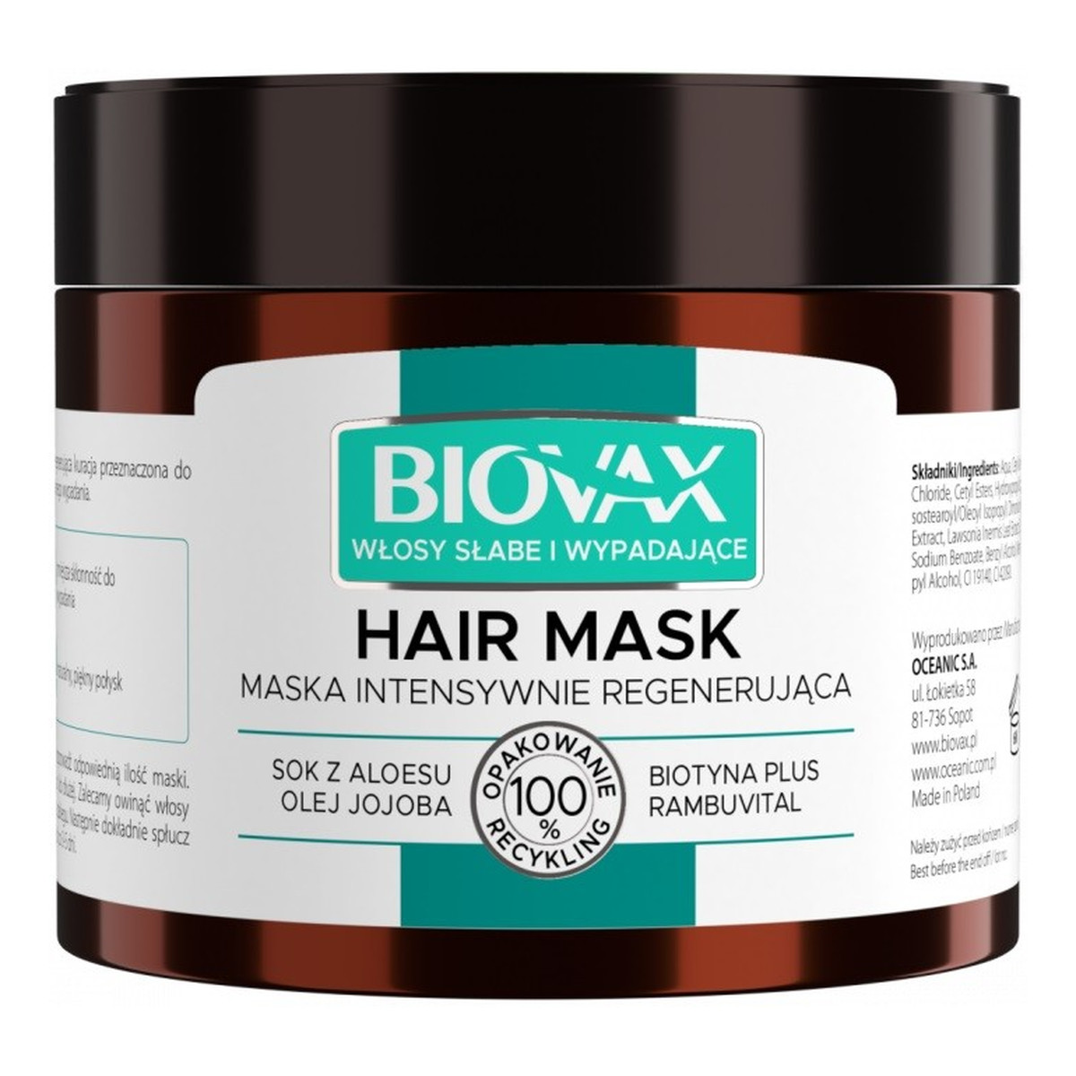 Lbiotica / Biovax Biovax Maska do włosów intensywnie regenerująca -Włosy słabe i wypadające 250ml