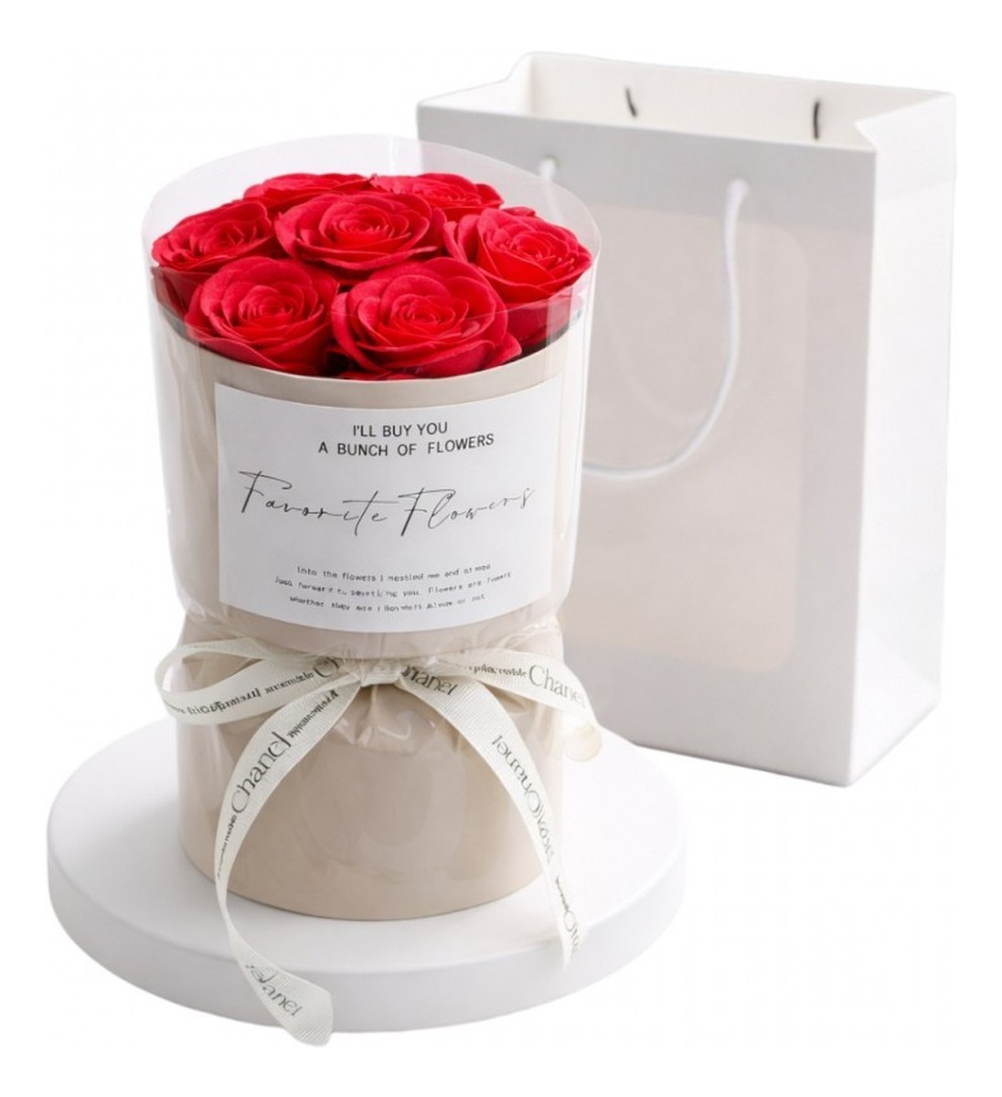 Bukiet zapachowych kwiatów mydlanych w pudełku flower box led 7 szt. buk27cze