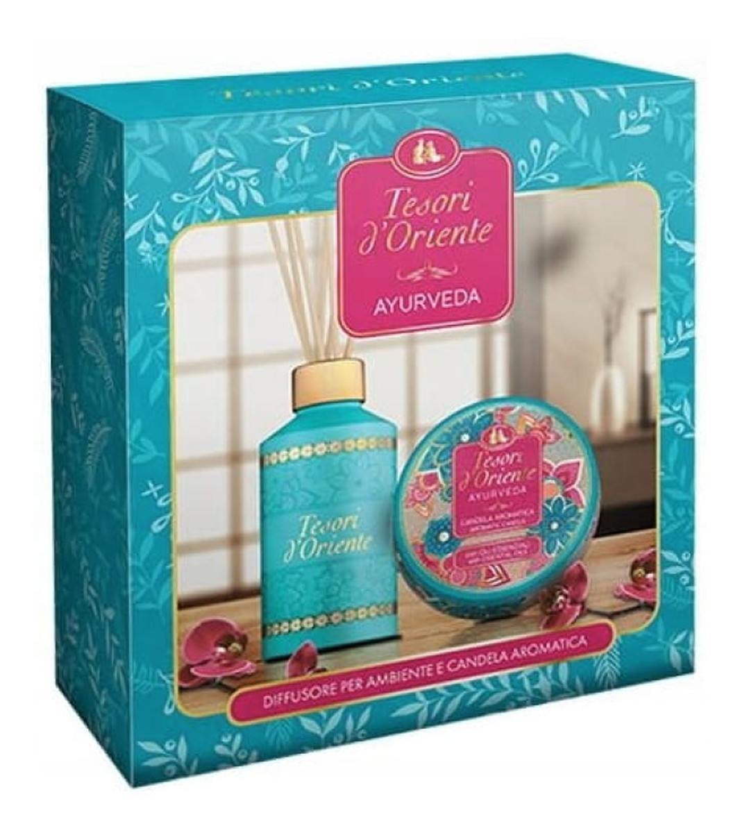 Ayurveda Zestaw prezentowy patyczki 200 ml + świeca zapachowa 109 g