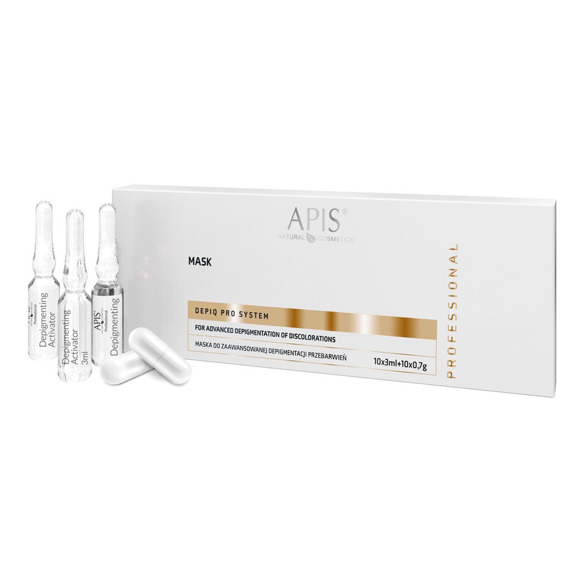 Apis Depiq pro system maska do zaawansowanej depigmentacji przebarwień 10x3ml + 10x0.7g