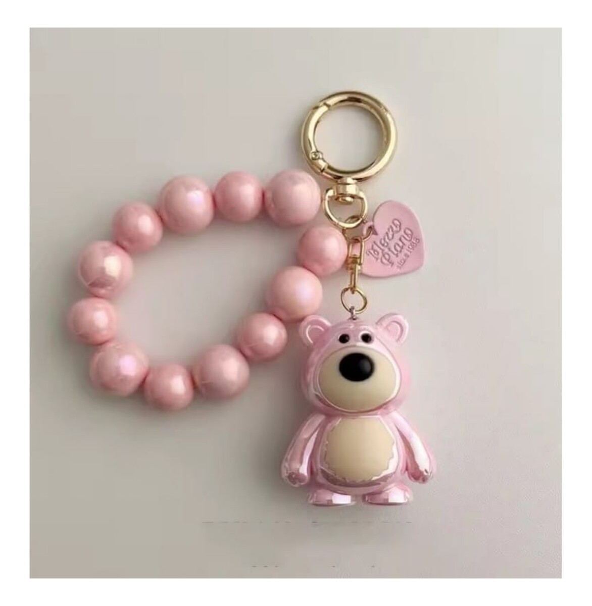 Brelok Do Kluczy Miś Z Koralikami Różowy BRL366R