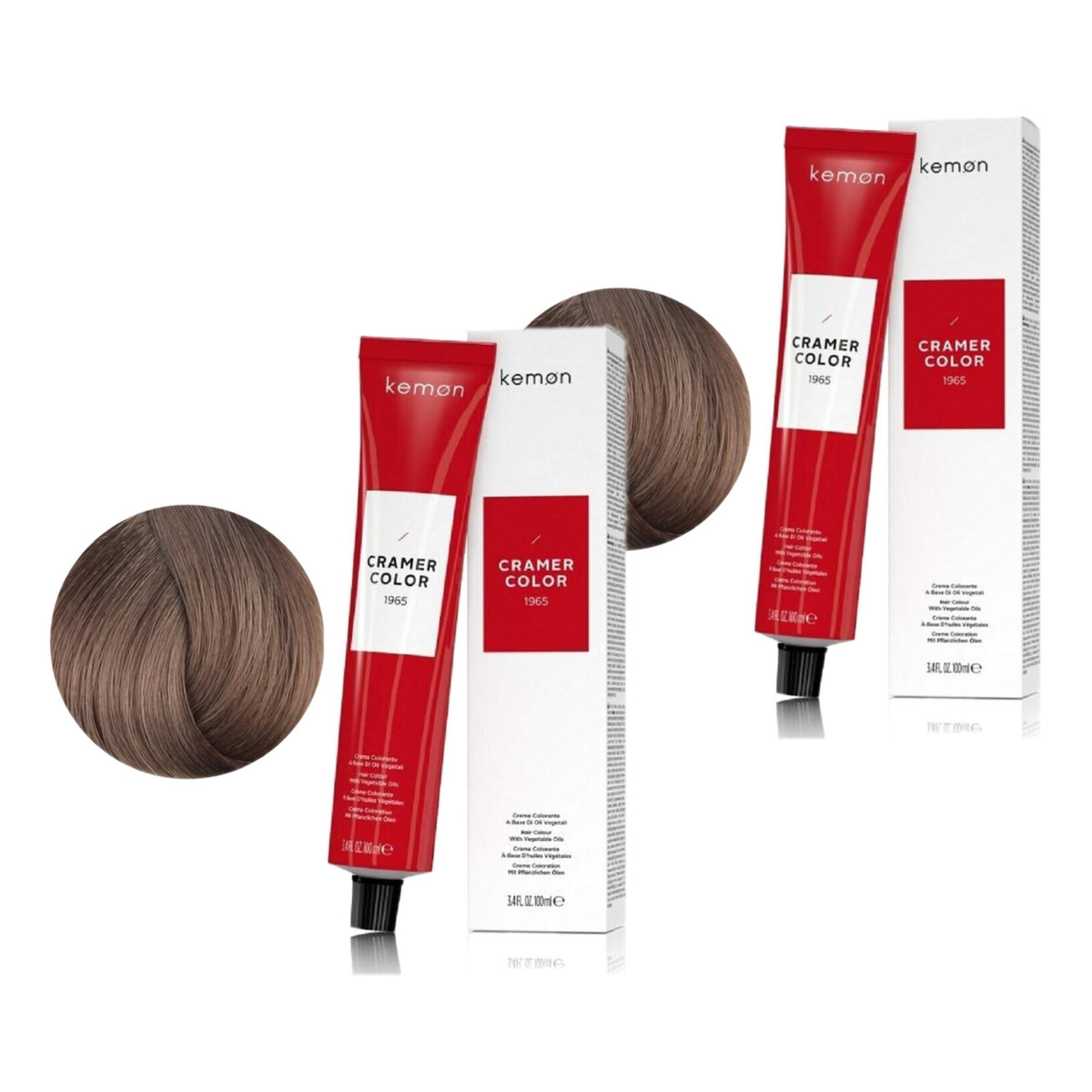 Kemon Cramer Color Kremowa farba do włosów z olejem kokosowym Light Ash Blonde (8.1) 2szt.x100ml