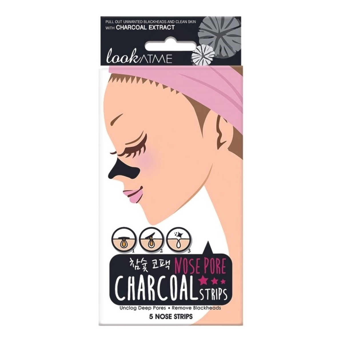 Look At Me Nose Pore Strips Oczyszczające plastry na nos z węglem aktywnym 5szt.
