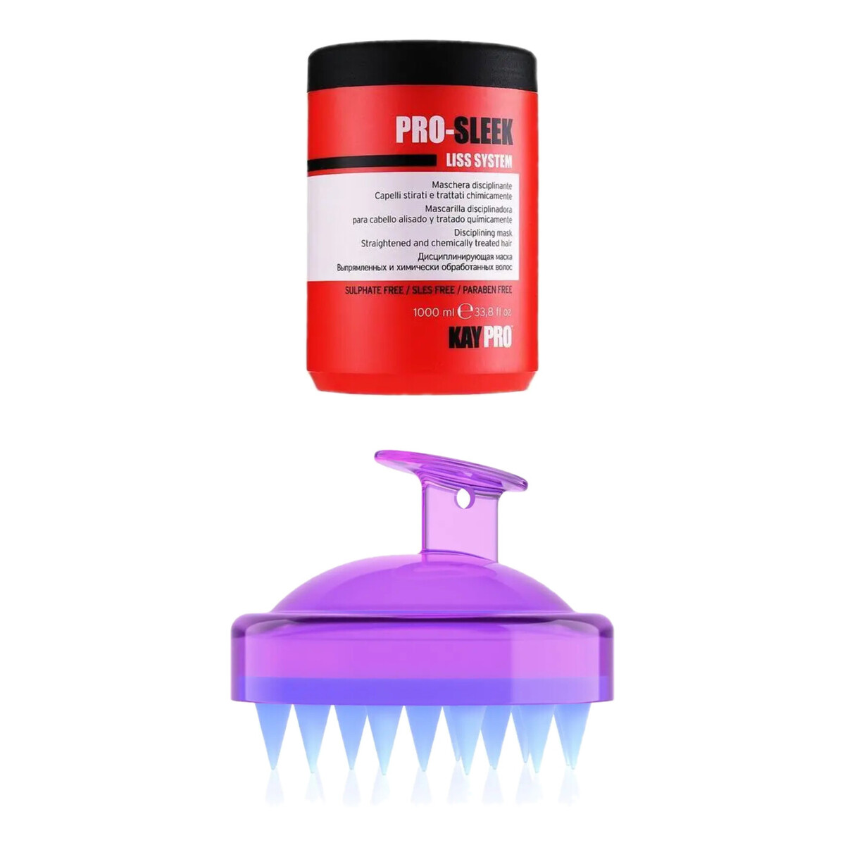 KayPro Pro-Sleek Liss System Maska do włosów wygładzająca 1L + Masażer do skóry głowy