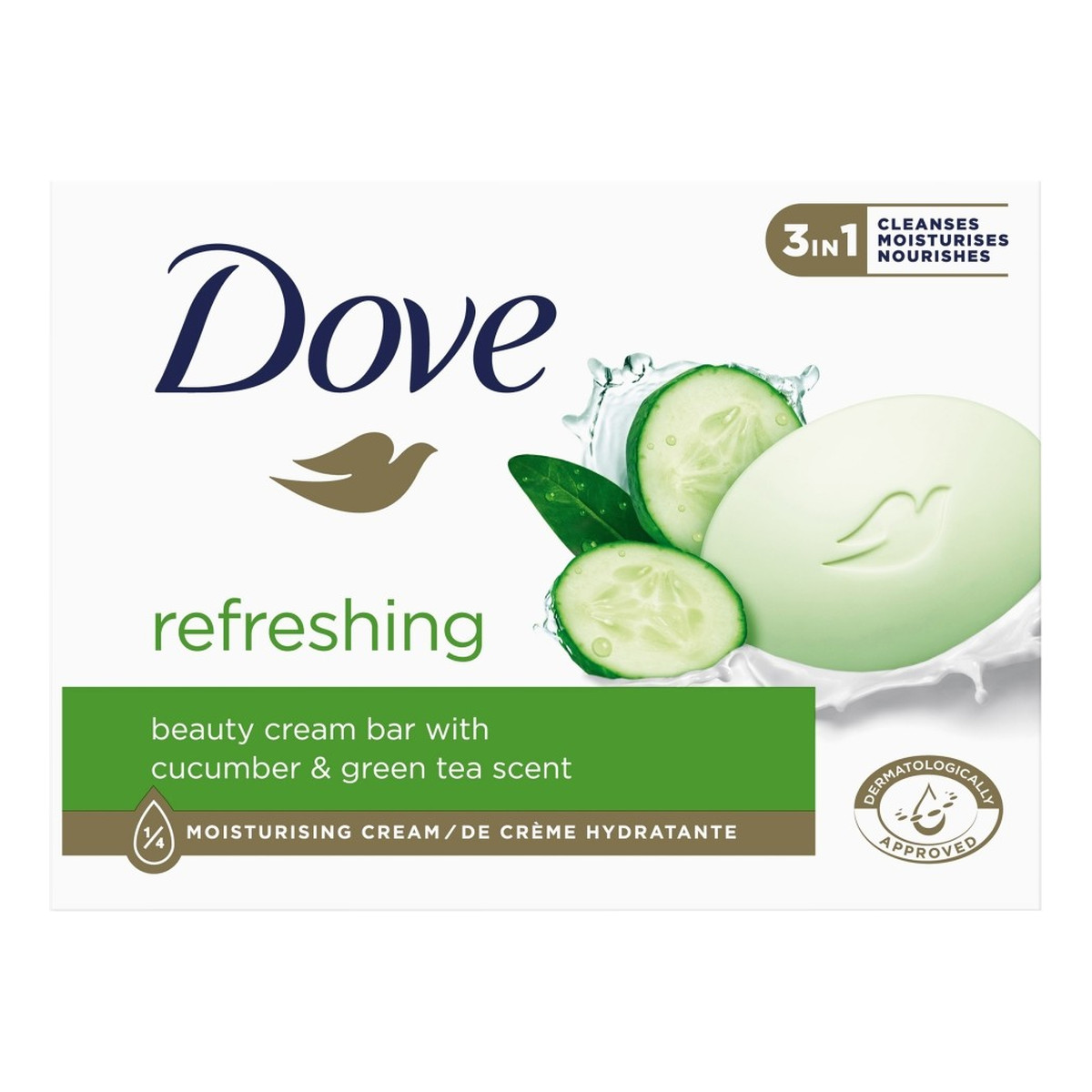 Dove Odświeżające Mydło w kostce 3in1 - Cucumber & Green Tea 90g