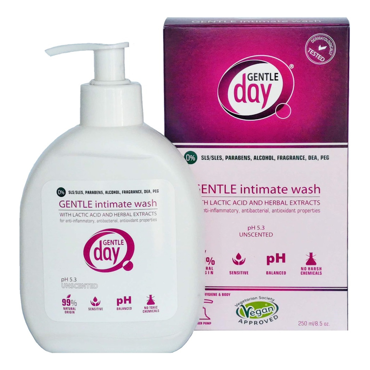 Gentle Day Gentle intimate wash płyn do higieny intymnej z kwasem mlekowych i ekstraktem z ziół 250ml