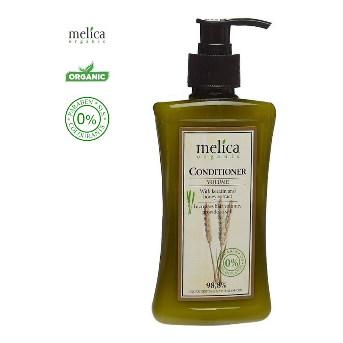 Melica Organic Odżywka organiczna do włosów - Maksymalna objętość z keratyną i ekstraktem z miodu 300ml