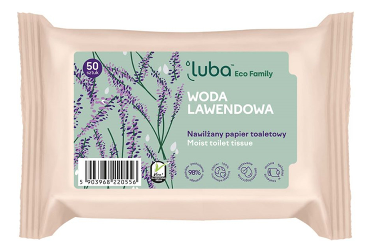 ECO NAWILŻANY PAPIER TOALETOWY Z WODĄ LAWENDOWĄ 50szt