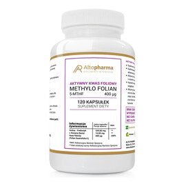 Aktywny kwas foliowy methylo folian 5-mthf 400 mcg suplement diety 120 kapsułek