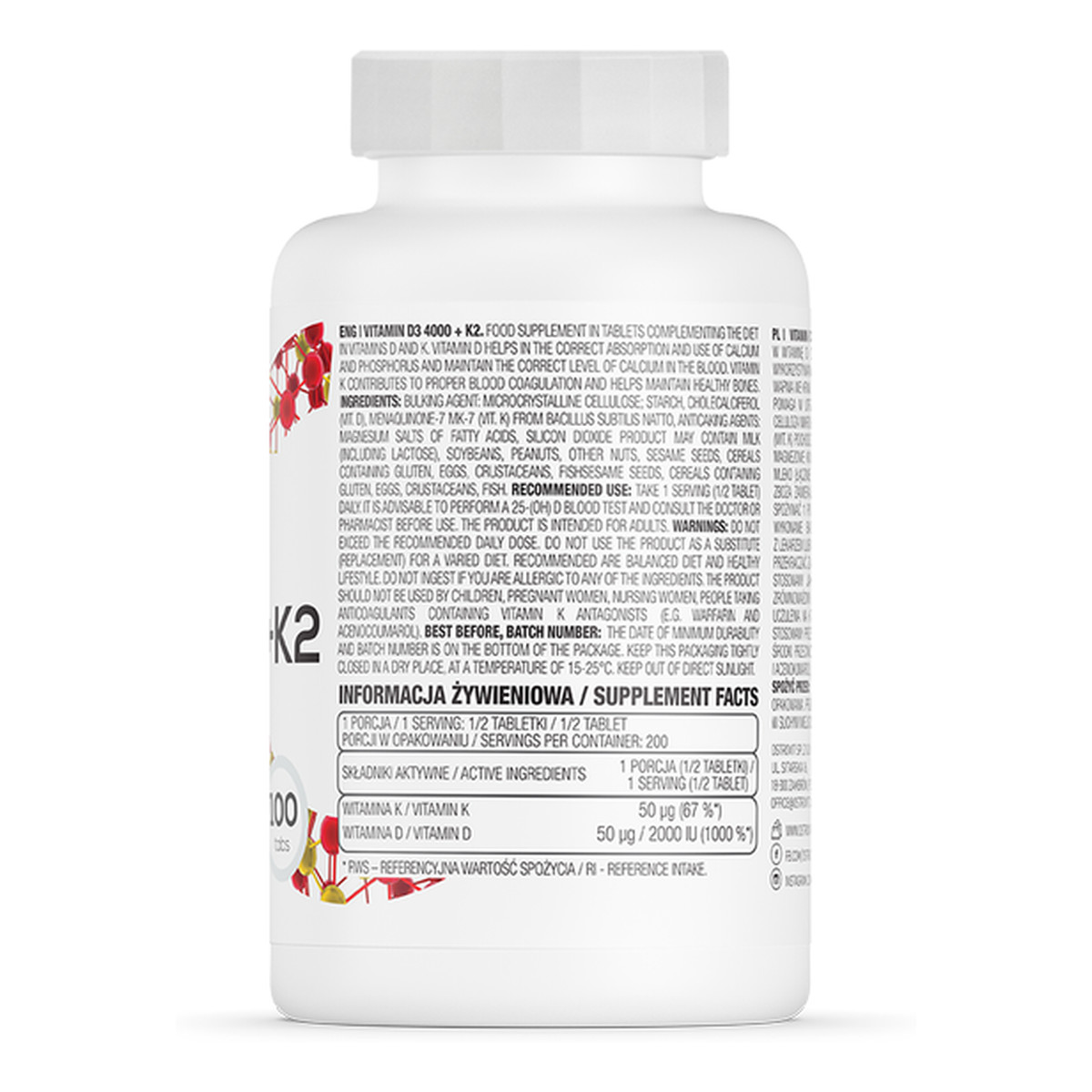 OstroVit Witamina D3 4000 + K2 100 tabletek