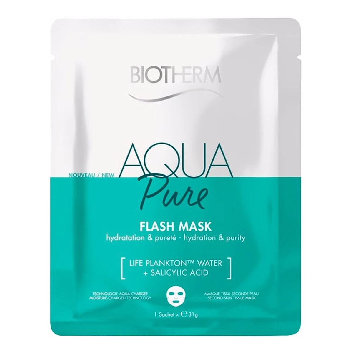Biotherm Aqua pure flash mask oczyszczająca maseczka w płachcie do twarzy 31g