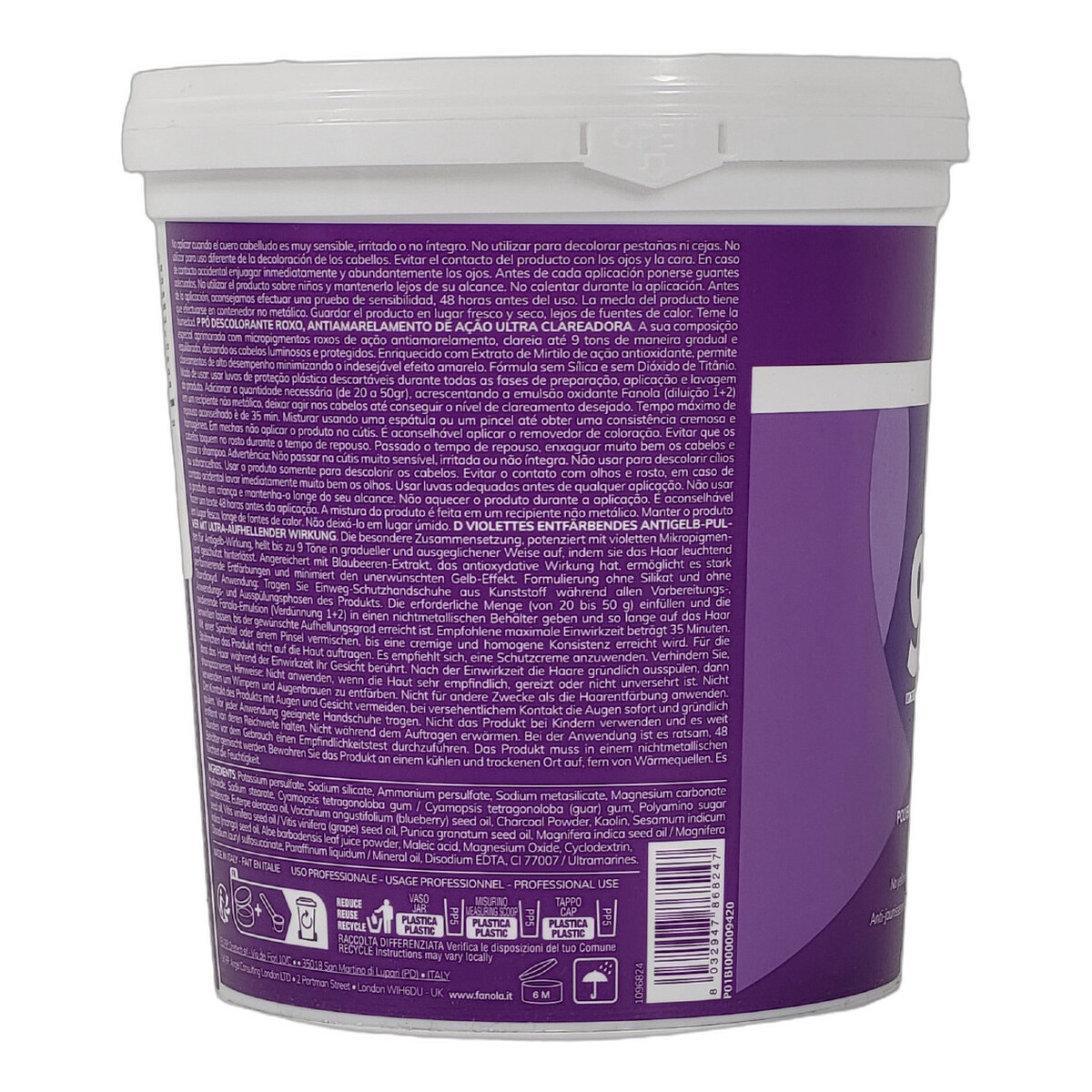 Fanola No Yellow Rozjaśniacz w Pudrze Neutralizujący Żółte Odcienie 500ml