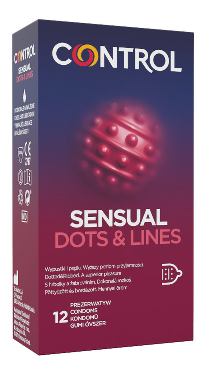 Sensual dots & lines prezerwatywy prążkowane z wypustkami 12szt.