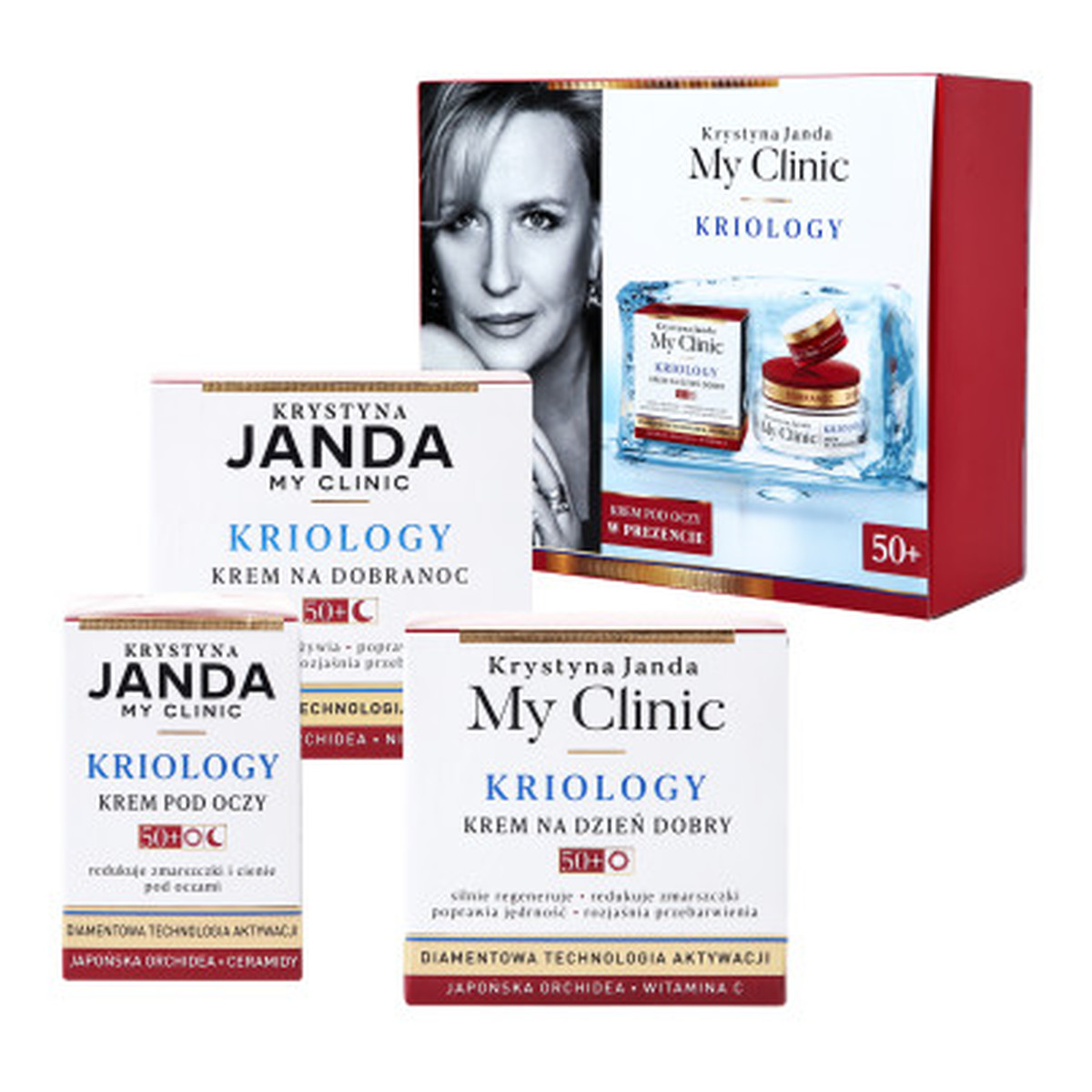 Janda My Clinic Kriology Zestaw prezentowy 50+ krem na dzień 50ml + krem na noc 50ml + krem pod oczy 15ml