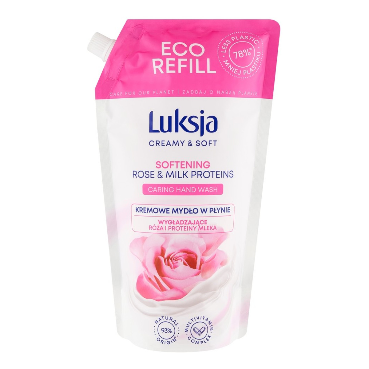 Sarantis LUKSJA Creamy & Soft Kremowe wygładzające mydło w płynie róża i proteiny mleka-zapas 900ml