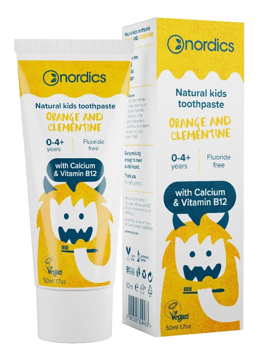 Natural kids toothpaste pasta bez fluoru dla dzieci 0-4+ lat pomarańcza i klementynka