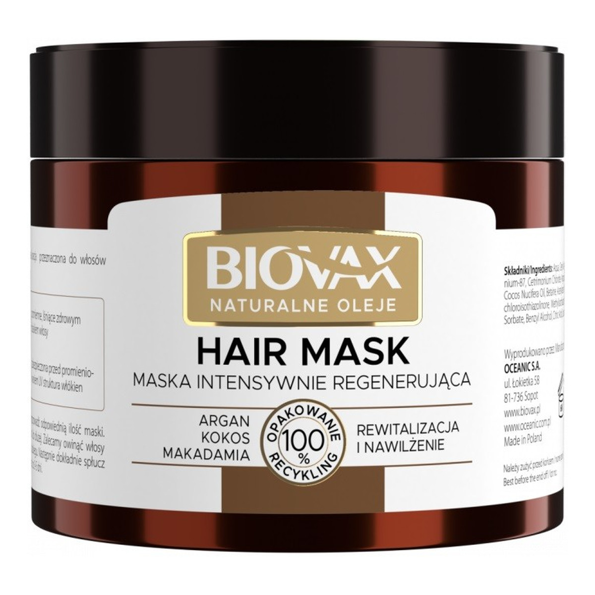 Lbiotica / Biovax Biovax Regenerująca Maska Do Włosów Z Olejkiem Arganowym, Kokosowym I Makadamią 250ml