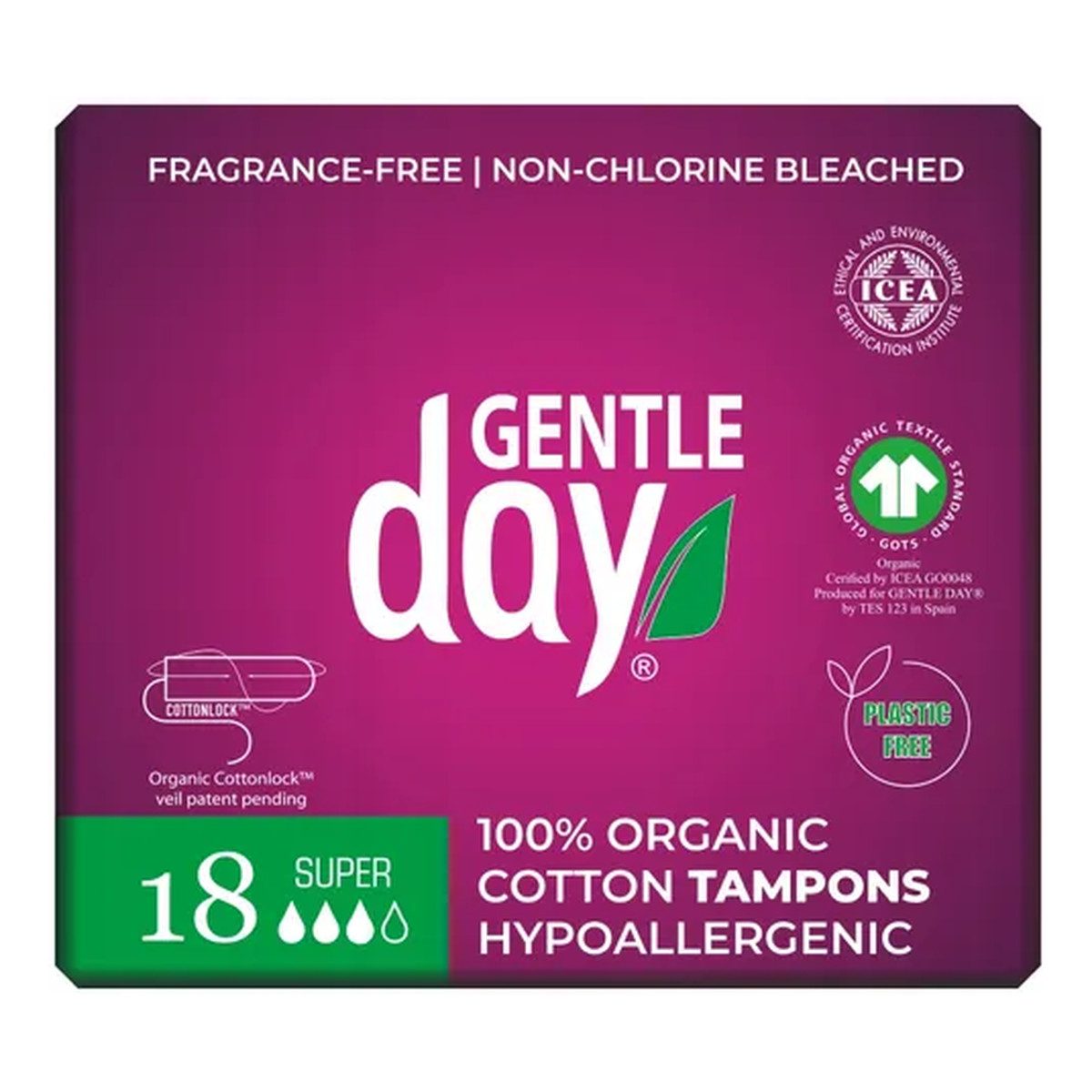 Gentle Day Tampons tampony 100% bawełny eco super 18szt