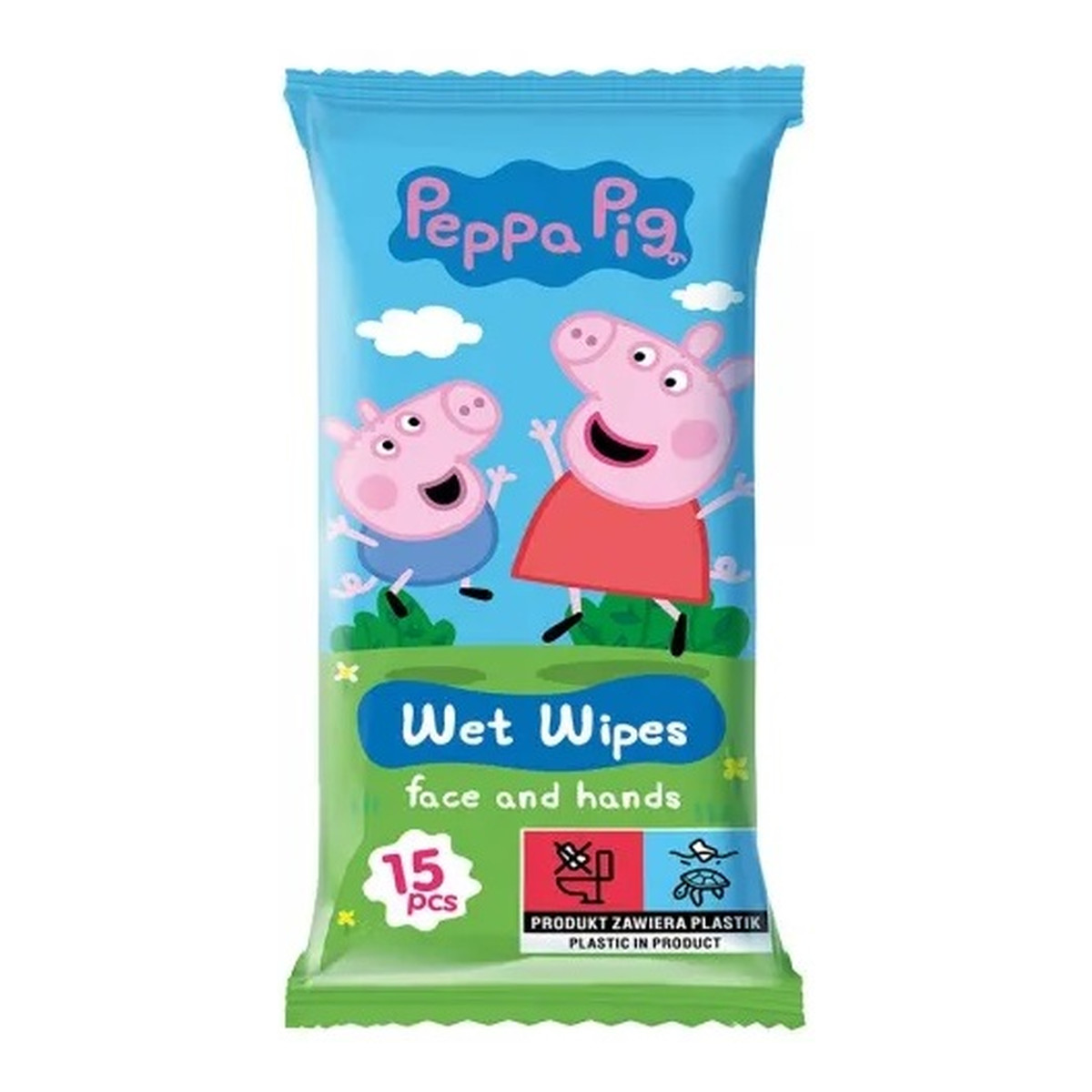 Peppa Pig Chusteczki nawilżane do twarzy i rąk truskawka 15szt.