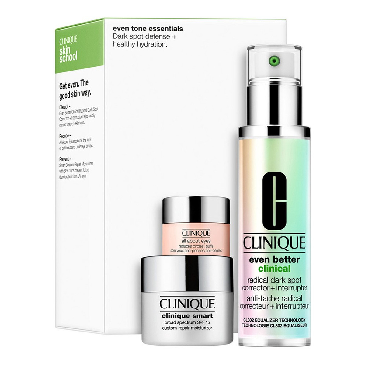 Clinique Even Tone Essentials zestaw All About Eyes 5ml + Clinique Smart Broad Spectrum SPF15 15ml + Even Better Clinical