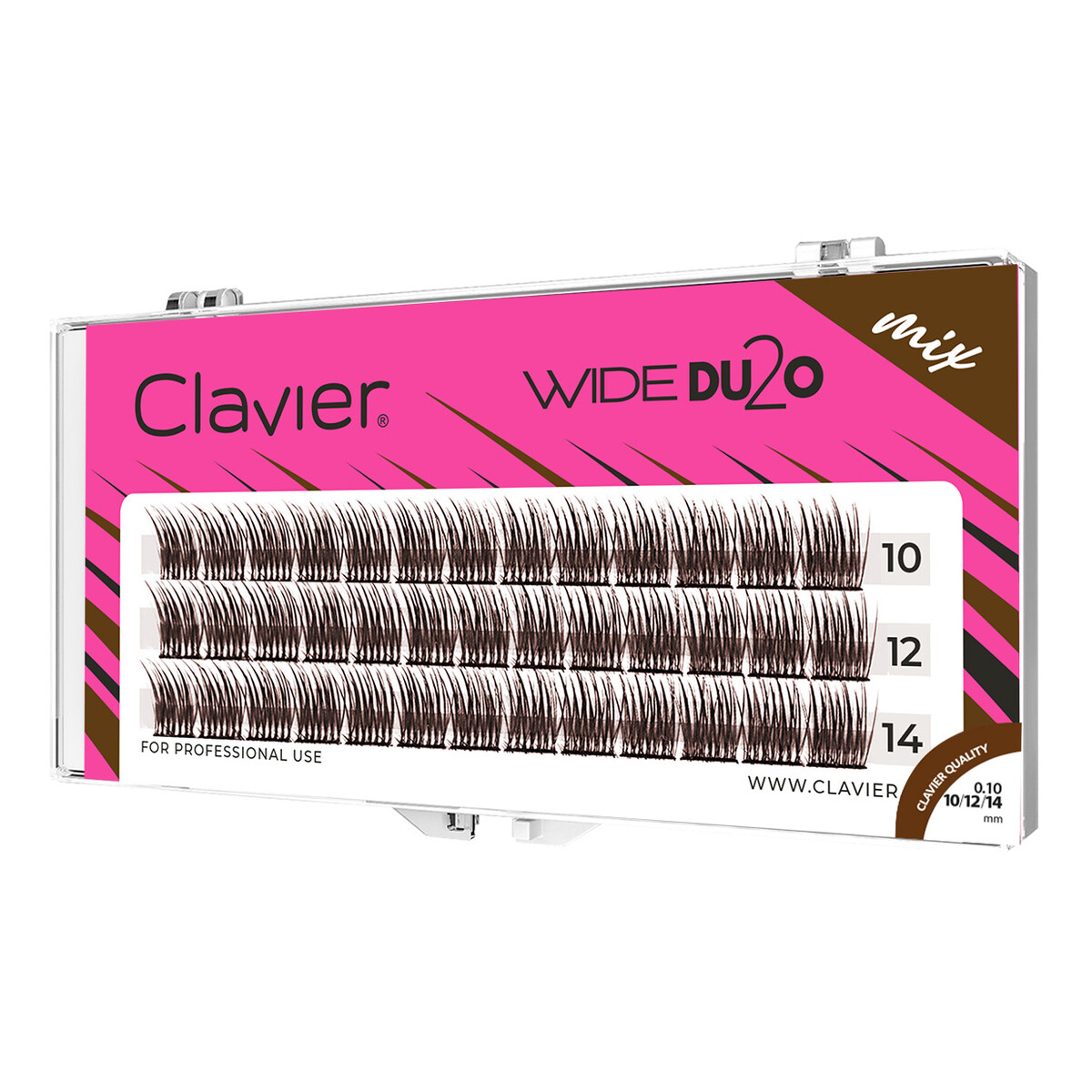 Clavier Wide Du2o Kępki rzęs skręt C o objętości 10D 10-12-14mm Brown
